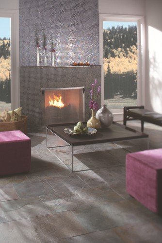 Stone fireplace