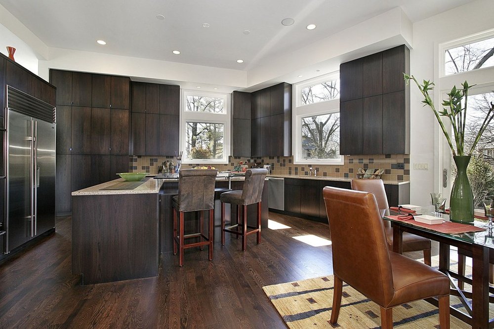 Kitchen with laminate flooring