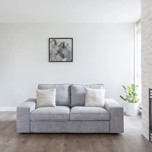 Grey sofa in living room