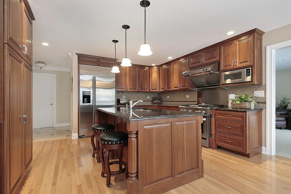 Kitchen with hardwood