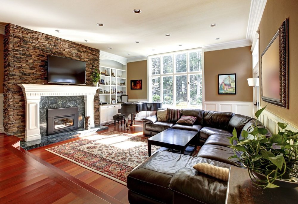 Living room with fireplace