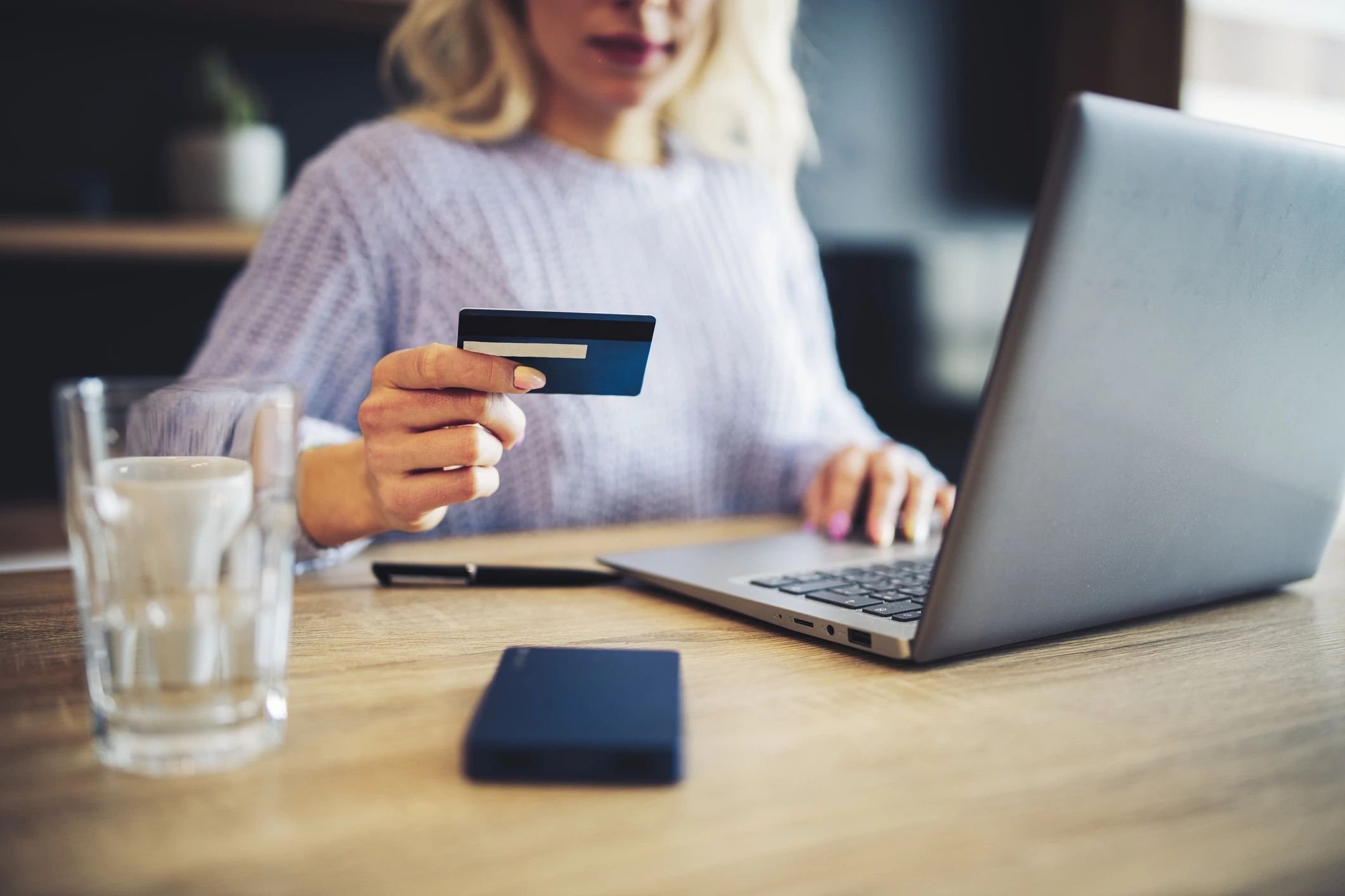 Woman using card