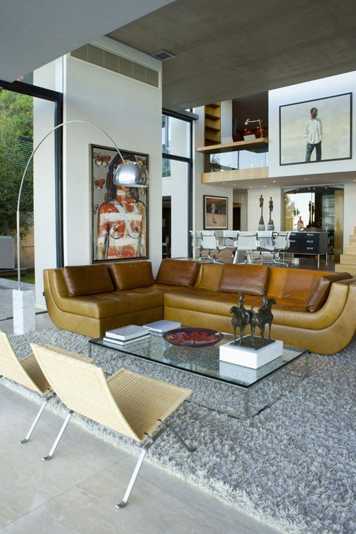 Leather sofa in living room